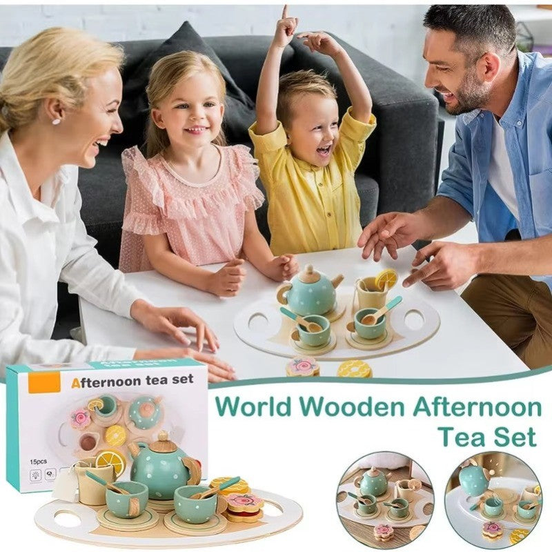 Wooden Pretend Toys Tea Set Toys Kids Kitchen Toys Pretend Play Set Wooden Cooking Toys