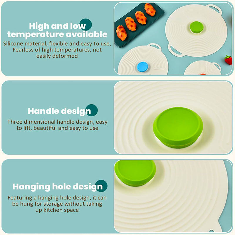 Silicone Pot Lid Fresh-keeping Lid Reusable Food Lid Kitchen Tools Dust-proof Sealing Lid