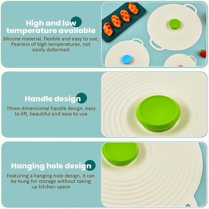 Silicone Pot Lid Fresh-keeping Lid Reusable Food Lid Kitchen Tools Dust-proof Sealing Lid