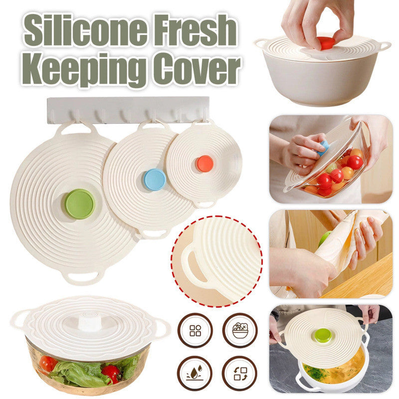 Silicone Pot Lid Fresh-keeping Lid Reusable Food Lid Kitchen Tools Dust-proof Sealing Lid